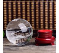 HGETJOHXEM Smelting Clear Quartz Crystal Sphere, Crystal Feng Shui Ball with Wooden Base, Sphere Ball Stone Figurine for Home Living Room Decoration,13cm/5.1in