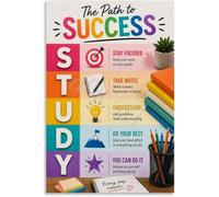 HGETJOHXEM Study Skills Poster Classroom Success School Wall-Art Canvas Print Academic Motivation Educational Decor(Framed,16x24inch(40x60cm))