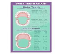 HGETJOHXEM Teeth Eruption Chart Teething Development Milestone Educational Poster Canvas Print Wall-Art for Nursery Room Decor(Unframed,16x24inch(40x60cm))