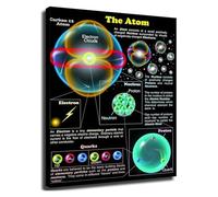 HGETJOHXEM The Atom Atomic Structure Diagram Science Education Canvas Wall-Art for Classroom Study Room Office Decor(Unframed,08x12inch(20x30cm))