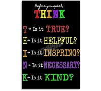 HGETJOHXEM THINK Before You Speak Poster Classroom SEL Rules Social Emotional Learning Canvas Painting Wall-Art(Unframed,08x12inch(20x30cm))