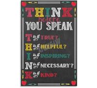 HGETJOHXEM THINK Before You Speak Poster SEL Rules Social Emotional Learning Canvas for Bedroom Decor Wall-Art(Unframed,08x12inch(20x30cm))