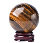 HGETJOHXEM Tiger's Eye Crystal Ball Gemstone Sphere Divination Ball with Stand Feng Shui Aura Home Desk Decor Decorative Precious Gifts,70mm