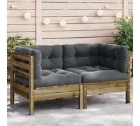 HGFDCBK Divano angolare da giardino in legno di pino impregnato con 2 cuscini, design modulare con rete a doghe per lo scarico dell'acqua, comodo schienale e imbottitura spessa per terrazze e cortili.