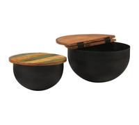 HGFDCBK Set di 2 tavolini a forma di conchiglia in legno riciclato e legno massello per un design unico