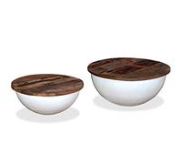HGFDCBK Set di 2 tavolini da caffè a forma di conchiglia con fondo in acciaio e legno massiccio riciclato per un design unico