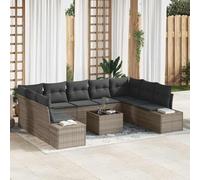 HGFDCBK Set di divani da giardino modulari da 9 pezzi con cuscino, in polyrattan grigio, composto da due divani ad angolo, cinque parti centrali e due divani laterali, inclusa custodia impermeabile