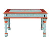 HGFDCBK Tavolino da salotto dipinto a mano in legno massello di mango con colore blu e decorazioni artistiche per il soggiorno