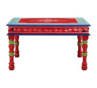HGFDCBK Tavolino da salotto dipinto a mano in legno massello di mango con colore rosso e decorazioni artistiche per il soggiorno