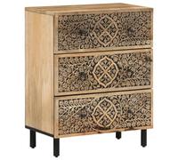 HGFDVCMR Armadietto in legno massiccio di mango, 60 x 33 x 75 cm, stile | Modello intagliato a mano in vero legno di mango per soggiorno e corridoio. Armadio decorativo in legno con gambe in ferro.