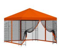 HGFDVCMR Gazebo da giardino, 3 x 3 m, con 4 pareti laterali, tenda per | Tetto a due livelli per la ventilazione, tetto in poliestere impermeabile e 4 pareti in rete per giardino