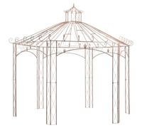 HGFDVCMR Gazebo da giardino, 4 x 4 m, in ferro battuto, colore marrone | Robusto gazebo in metallo per terrazza e giardino, ideale come aiuto per l'arrampicata per rose ed edera con design ad arco.