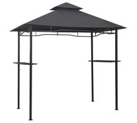 HGFDVCMR Gazebo per barbecue, 240 x 150 x 255 cm, antracite, copertura per | Il doppio tetto resistente alle intemperie protegge dalla pioggia. 2 pratici tavoli laterali mantengono gli accessori sulla