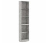 HGFDVCMR Libreria con 5 scomparti, grigio cemento, 40 x 24 x 175 cm, in | Sottile salvaspazio per soggiorno e corridoio. Scaffale salvaspazio con molto spazio su cinque livelli per i tuoi libri.