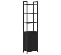 HGFDVCMR Libreria nera effetto rovere, 40 x 24 x 161 cm, in legno | Armadio sottile con 6 scomparti e anta per studio e ufficio in casa dal design industriale senza tempo.