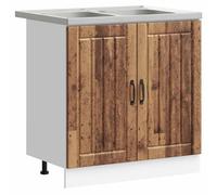 HGFDVCMR Lucca - Mobile sottolavabo in legno anticato, 2 pezzi | Moderno mobile per lavello da cucina con lavandino, scarico e spazio dietro le ante a filo.