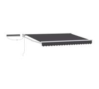 HGFDVCMR Tenda da sole con braccio articolato, 3,5 x 2 m, con azionamento solare, tenda estensibile con telecomando e manovella, telaio stabile in alluminio per terrazza e giardino, antracite/bianco