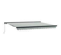 HGFDVCMR Tenda da sole retrattile verde e bianca, 4 x 3 m, con braccio articolato in alluminio e lino, tenda da sole manuale come ombra per terrazza, balcone e giardino