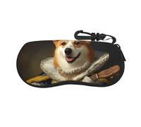 HGFIYTDCHKXZCD Caso portatile degli occhiali della chiusura lampo di viaggio di Corgis della chitarra di gioco, cassa leggera di gomma di vetro del cloroprene, Nero , Taglia unica