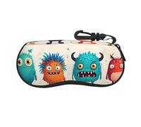 HGFIYTDCHKXZCD Cassa portatile degli occhiali della chiusura lampo di viaggio dei mostri variopinti del fumetto, cassa di gomma leggera di vetro, Nero , Taglia unica