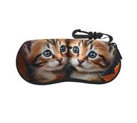 HGFIYTDCHKXZCD Due casi portatili degli occhiali della chiusura lampo di viaggio dei gatti soriani, cassa leggera di gomma di vetro del cloroprene, Nero , Taglia unica