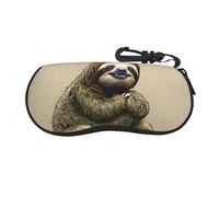 HGFIYTDCHKXZCD Il bradipo riposa la cassa portatile degli occhiali della chiusura lampo di viaggio della tartaruga, cassa leggera di gomma di vetro del cloroprene, Nero , Taglia unica