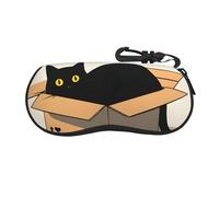 HGFIYTDCHKXZCD Il gatto nero è nella cassa portatile degli occhiali della chiusura lampo di viaggio della scatola, cassa leggera di gomma di vetro del cloroprene, Nero , Taglia unica