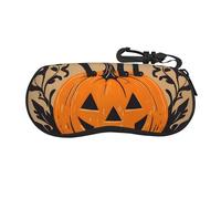 HGFIYTDCHKXZCD Il gatto nero sulla cassa portatile degli occhiali della chiusura lampo di viaggio della zucca, cassa leggera di gomma di vetro del cloroprene, Nero , Taglia unica