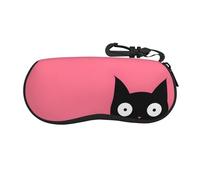 HGFIYTDCHKXZCD Un'illustrazione di una cassa portatile degli occhiali della chiusura lampo di viaggio del gatto nero, cassa leggera di vetro della gomma del cloroprene, Nero , Taglia unica