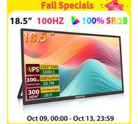 HGFRTEE Monitor portatile da 18,5 pollici 100 Hz con supporto per foro VESA Display esteso per giochi per PC ADS-IPS Supporto per schermo grande Tipo-C HDMI B185-SZF00L1