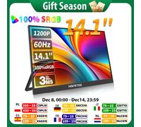 HGFRTEE Monitor portatile Mobile da 14.1 pollici IPS secondo schermo di gioco Display esteso per Laptop con staffa per xbox/raspberry Pi