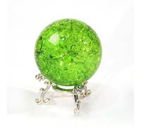 HGFVNFVKHA Sfera di Cristallo acchiappasole 6 cm, Palla di Vetro sospesa Effetto crepa di Ghiaccio per finestre con Staffa in Metallo, Ornamenti e Regali creativi(Green)
