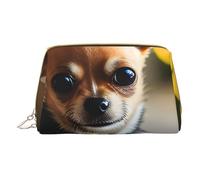 HGFVY 1 astuccio da toilette a forma di cane chihuahua, organizer da viaggio per pennelli da trucco, rossetti, bianco, Taglia unica