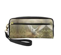 HGFVY Borsa per trucco con erba e colomba, piccola borsa organizer da viaggio per trucco da donna a doppio strato portatile, nero, Taglia unica