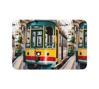 HGFVY Lisbon, tappetino da bagno con motivo a tram, antiscivolo, per pavimenti in cucina e bagno, facile da pulire