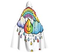 HGFVY Rainbow Clouds - Mantello con cappuccio per adulti, con gocce di pioggia, per donne e uomini, per Halloween, Natale, cosplay, nero