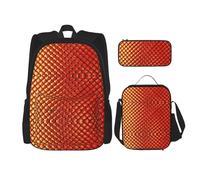 Hgfvy Red Fish Scale Zaino leggero per zaino con borsa termica pranzo e astuccio set, nero, Taglia unica