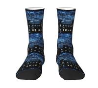 HGFVY The Blue Binary Printing Color Block Mid Calf Adult Fall Matching Good Elasticity With No Foot Pressure Socks, bianco, Taglia unica
