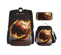 Hgfvy Zaino leggero per pallone da calcio con borsa termica per il pranzo e astuccio per matite, nero, Taglia unica