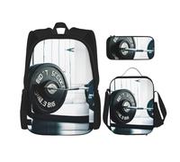 Hgfvy Zaino sportivo leggero per sollevamento pesi con borsa termica per il pranzo e astuccio per matite, nero, Taglia unica