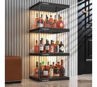 Hggdsac Portabottiglie di Vino, LED Vetrinetta per Collezionismo, in acrilico, trasparente, mobile per enoteca per cucina, bar, cantina per casa, ufficio, soggiorno 3ripiani: L×W×H:40 * 33 * 94cm
