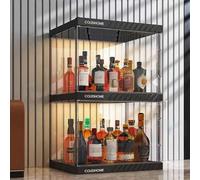 Hggdsac Portabottiglie di Vino, LED Vetrinetta per Collezionismo, in acrilico, trasparente, mobile per enoteca per cucina, bar, cantina per casa, ufficio, soggiorno 2ripiani: L×W×H:40 * 33 * 64cm