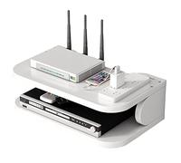 Hggzeg Scatola portaoggetti per Router WiFi Ripiani galleggianti Rack TV Set-Top, Rack per la Gestione dei Cavi Multistrato Montato a Parete per la Decorazione della Parete(jl01,Bianco)
