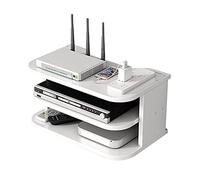Hggzeg Scatola portaoggetti per Router WiFi Ripiani galleggianti Rack TV Set-Top, ripiano per la Gestione dei Cavi Multistrato Montato a Parete per la Decorazione della Parete (jl04,Bianco)
