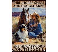 HGIEJPTIK Targa in metallo con scritta Dirl Horse Smell And Dog Slobber Are Always Good For The Soul per casa, ufficio, cortile, Bearoom Cafe, decorazione da parete 30,5 x 40,6 cm