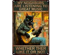 HGIEJPTIK Targa in metallo con scritta in lingua inglese "My Neighbors Are Listening To Great Music Whether Ther Like It Or Not For Home Office Yard Garden Shop Cafe Wall Decor 30,5 x 40,6 cm