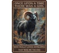 HGIEJPTIK Targa in metallo con scritta "Once Upon A Time There Was A Girl Who Really Loved Antelopes Thay Was Me The End For Home Office Yard Bedroom Cafe Wall Decor 20,3 x 30,5 cm