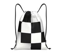 HGIUYDRD Blues Spiral Shadow Print Zaino leggero con coulisse elegante borsa da palestra e borsa da spiaggia per viaggi e fitness, Blocchi bianchi e neri, M