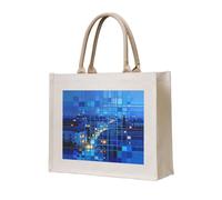 HGIUYDRD Borsa tote in tela con stampa geometrica blu e viola, borsa per la spesa, borsa da spiaggia e regalo per la Coppa del Mondo per l'uso quotidiano, Città Blues, Taglia unica