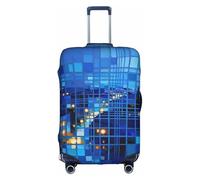 HGIUYDRD Copertura per bagagli con stampa geometrica blu viola - Copripagagli per bagagli con tessuto elasticizzato elastico, quattro misure, Città Blues, M